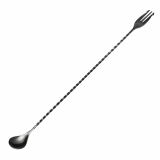 Bar spoon with fork Gunmetal black 40 cm