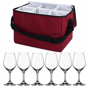 Expert Vinprovarset med 6 glas & vinröd väska