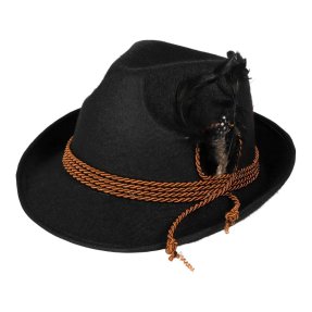 Oktoberfest-hatt svart – klassisk tyrolerhatt