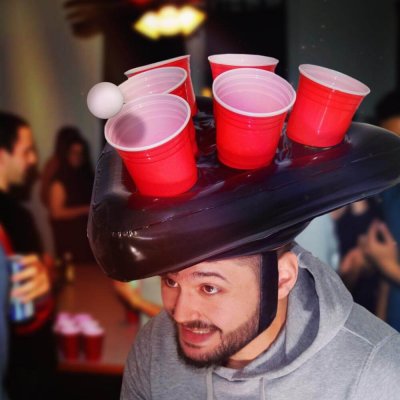 Inflatable beerpong hat