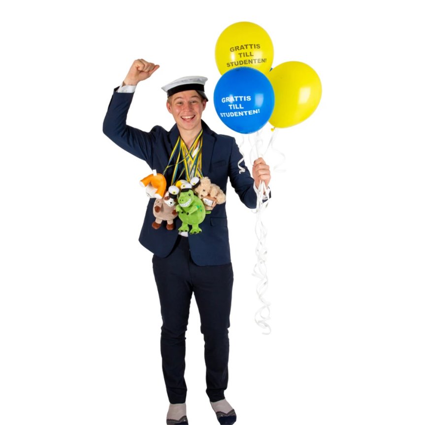 Ballonger GRATTIS TILL STUDENTEN! blågula 12-pack