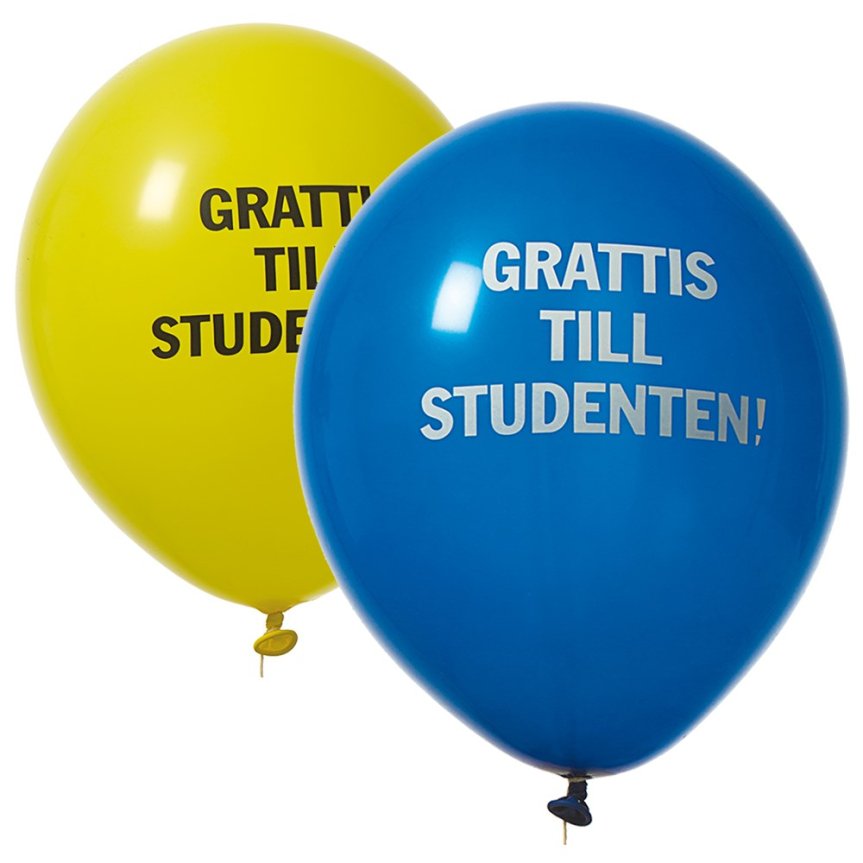 Ballonger GRATTIS TILL STUDENTEN! blågula 12-pack