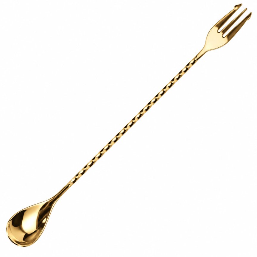 Zoom bild av Barsked med gaffel Guld 30 cm