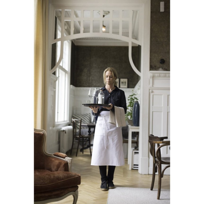 Bröstförkläde vit med ficka