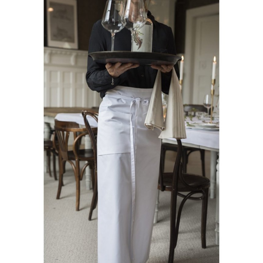 Bröstförkläde vit med ficka