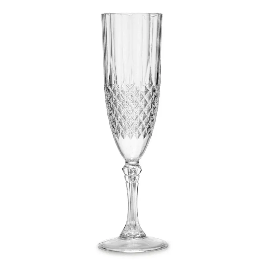 Champagneglas Crystal Effect i skuren plast 4 st
