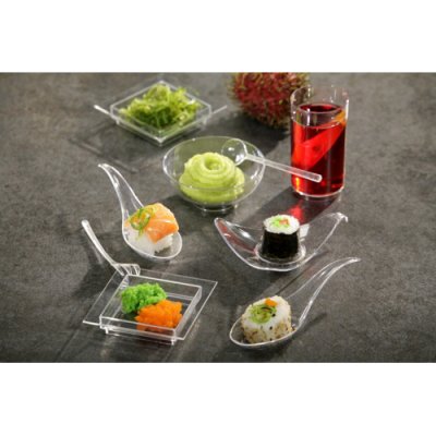 Finger food fork plastic 10 cm glass clear 50-pack