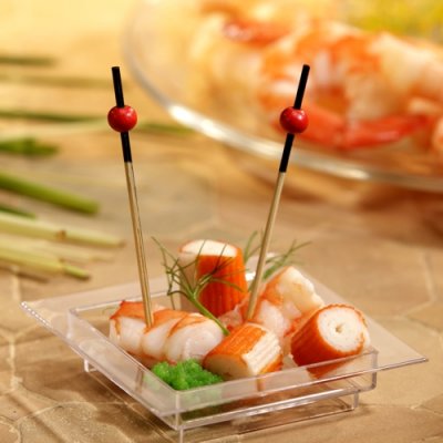 Finger food square plate plastic 7x7 cm glass clear 50-pack