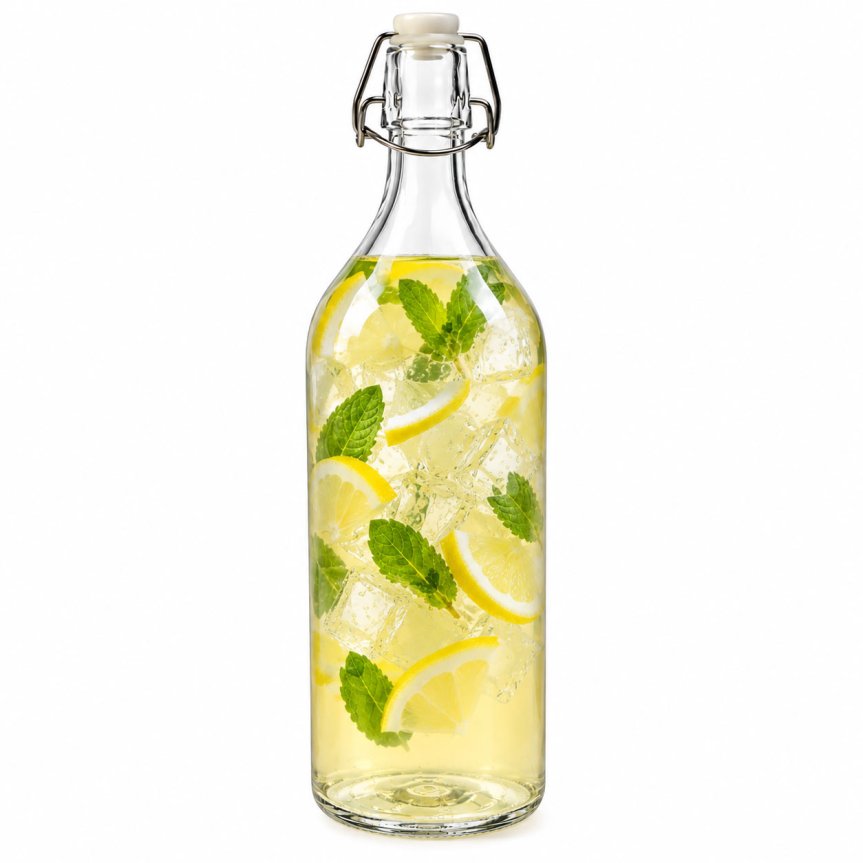 Zoom bild av Glasflaska med patentkork 1 liter