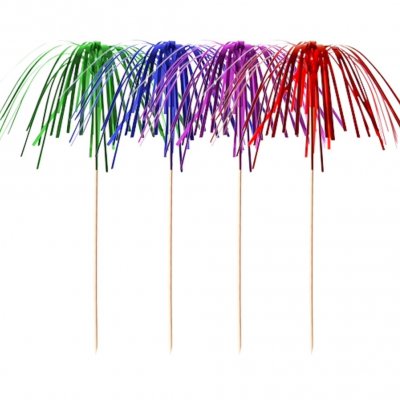 YapitHome 100 Pcs Fireworks Cocktail Sticks Palm Tree Cocktail Fireworks Sticks Decoration Cocktail Picks for Cakes Decoration Bars Drink Party Supplies