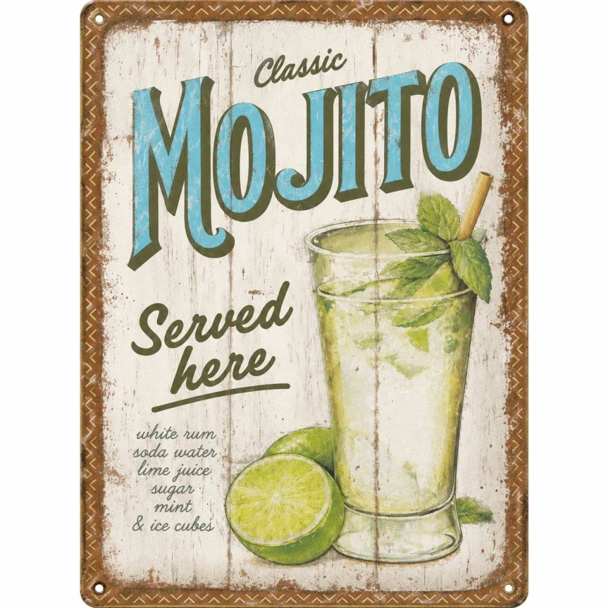 Zoom bild av Barskylt Mojito Served Here 20x30 cm
