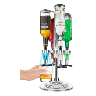 Final Touch LED Rotary dryckesbehållare för 4 flaskor