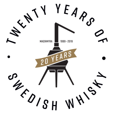 Mackmyra 20 år jubileums logotyp