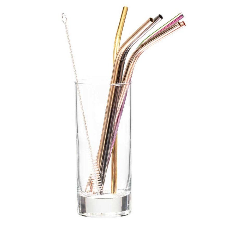 Mixology färgade metallsugrör 6-pack