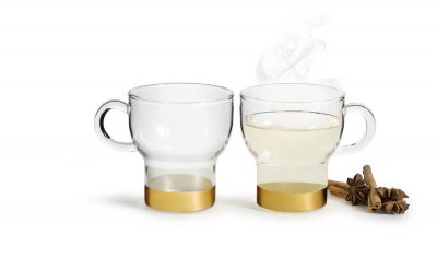 Glass Cup golden band 25 cl 2-pack