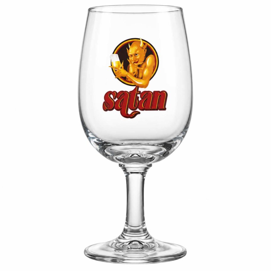 Zoom bild av Satan ölglas