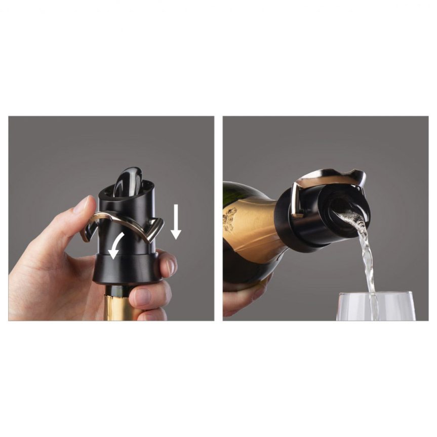 Zoom bild av Champagneförslutare med hällpip – Svart
