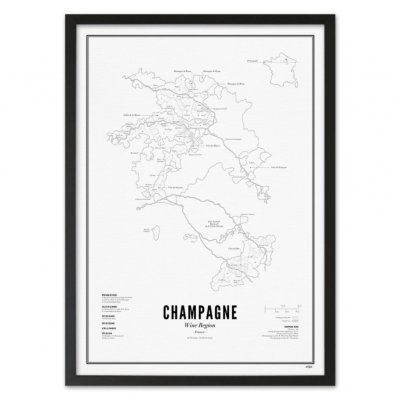 Poster vinregion Champagne 40x50 cm