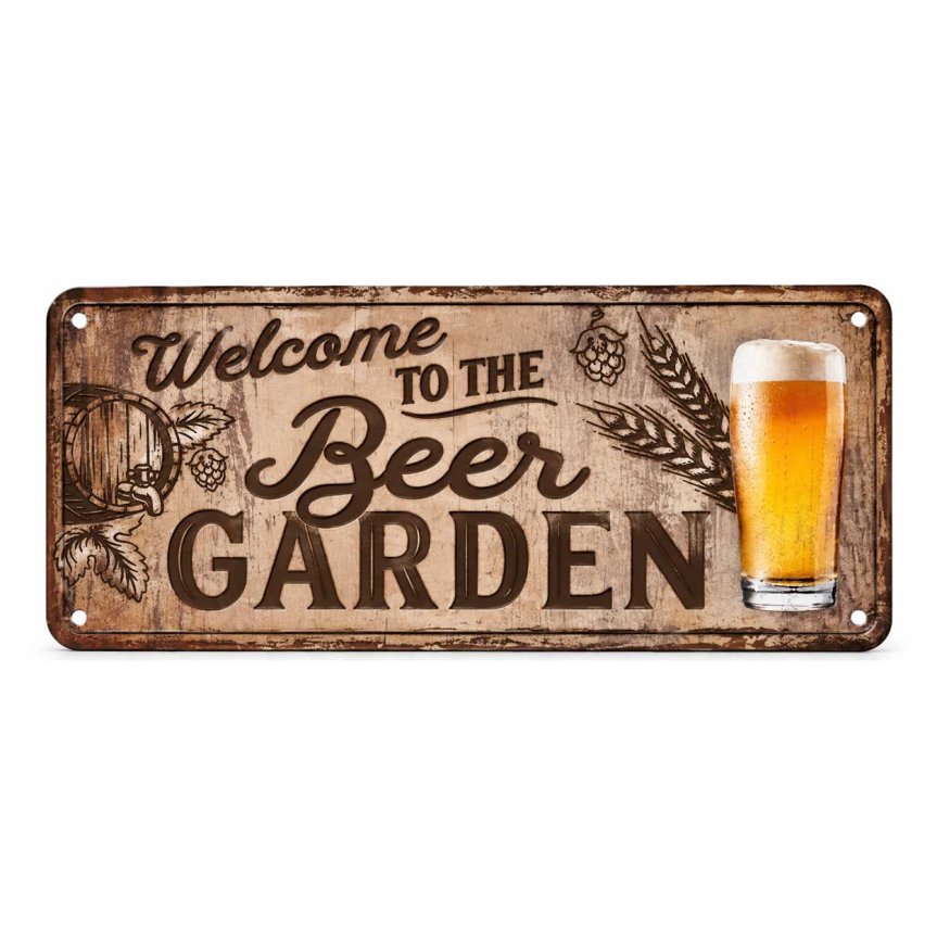 Zoom bild av Barskylt Welcome to the beer garden 10x20 cm