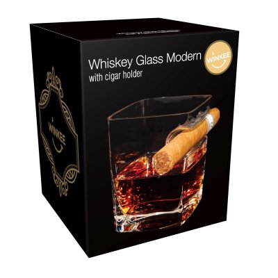 Whiskeyglas Modern med cigarrhållare