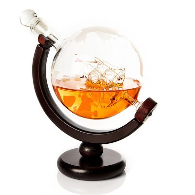 Whiskeykaraff Globe 85 cl med 2 glas och 8 whiskeystenar